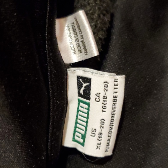 Puma Boys Black/Gray Zip Up Hooded Pullover Sweater - Size XL (18-20) - Picture 8 of 9